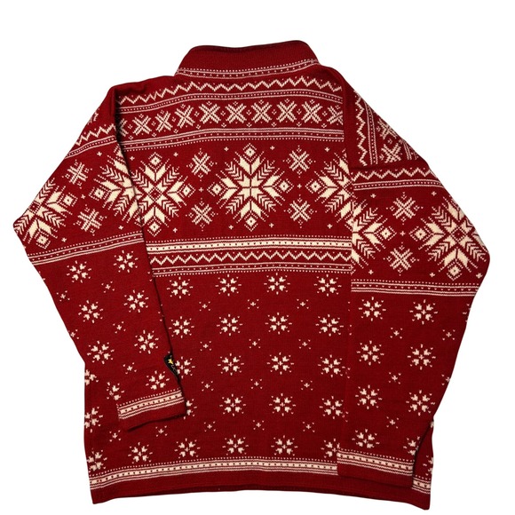 Dale of Norway US Olympic Collection Red Wool Nordic Snowflake Quarter Zip Small - Picture 2 of 16